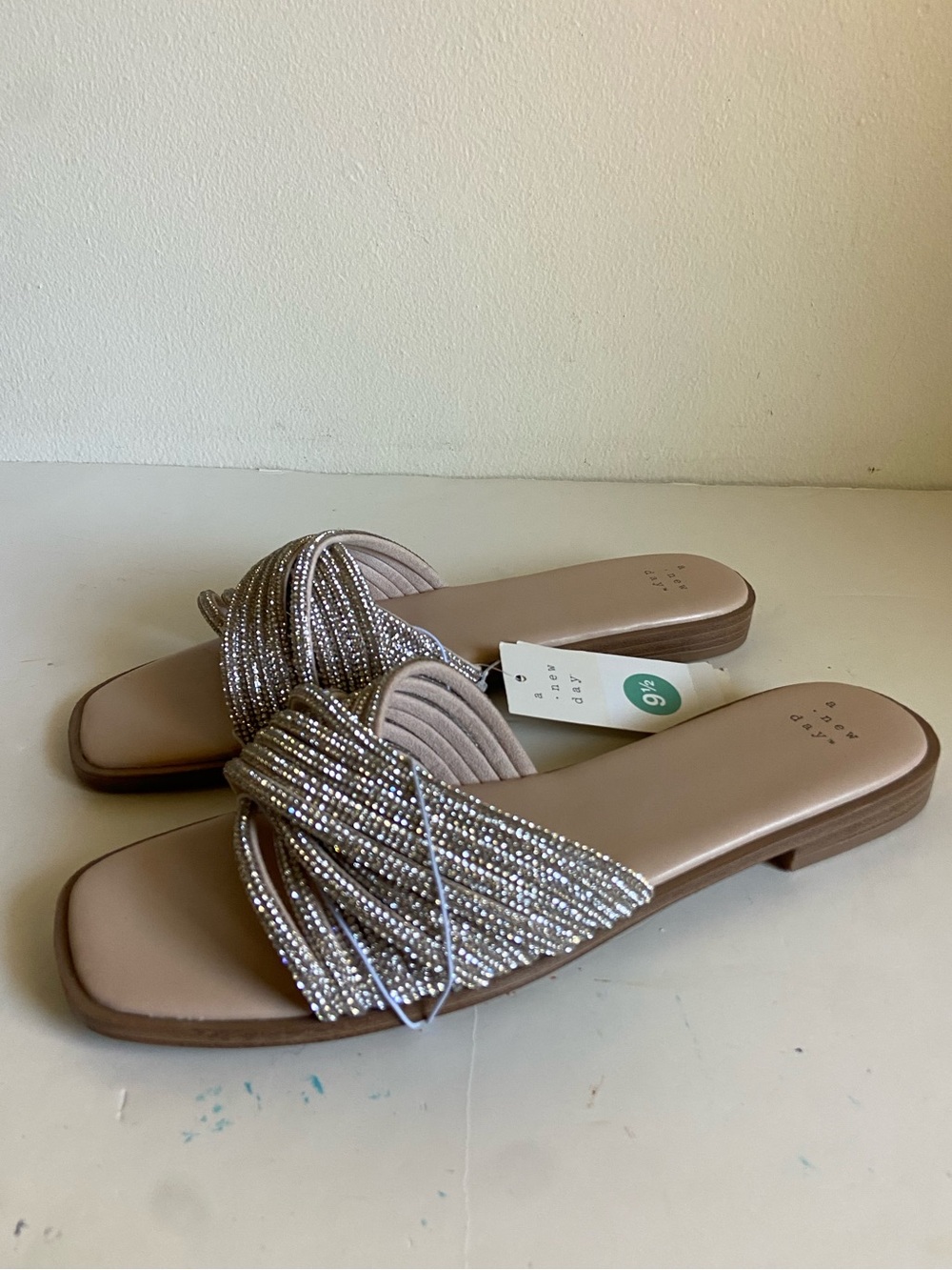 NEW Target bling sparkle Beaded Knot Slide Sandals 9.5